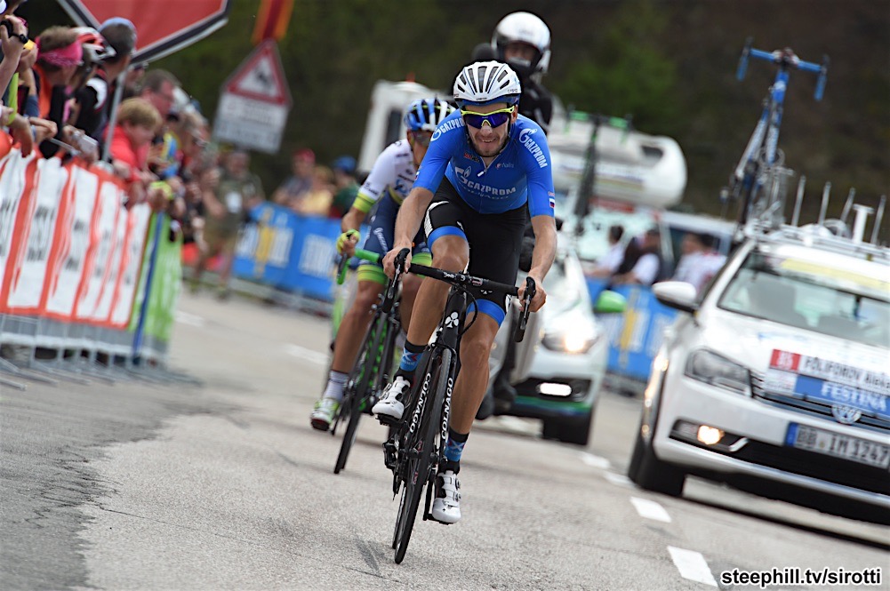22-05-2016 Giro D’italia; Tappa 15 Castelrotto – Alpe-di Siusi; 2016, Gazprom – Rusvelo; Foliforov, Alexander; Alpe Di Siusi;