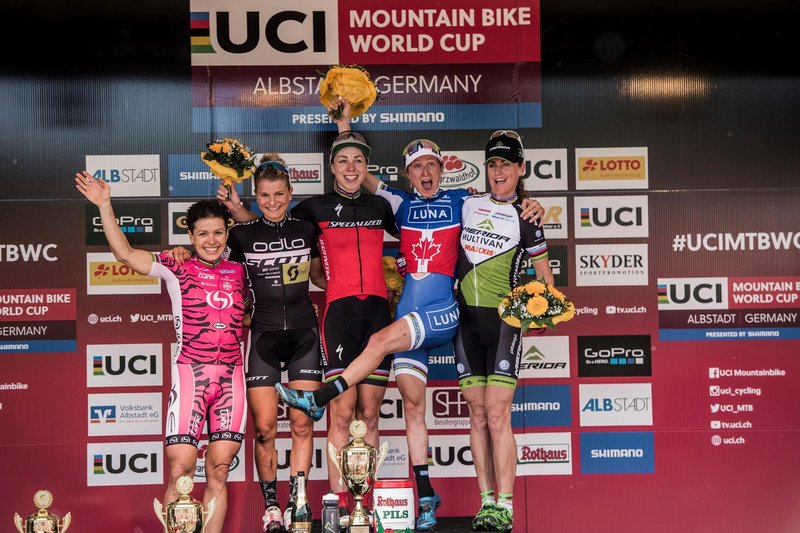 Pódio feminino da 2ª etapa de MTB XCO em Albstadt 